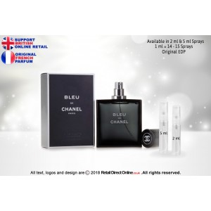 Bleu de Chanel ( Original) | Eau de Parfum | 5 ML | Atomiser Spray Sample Tester Glass Bottle | Perfume