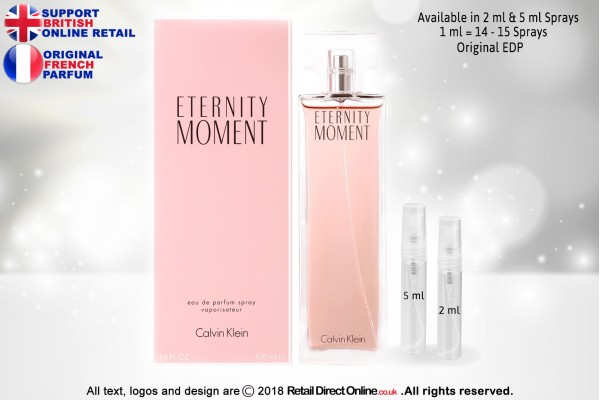 Eternity Moment Calvin Klein ( Original) | Eau de Parfum | 5 ML | Atomiser Spray Sample Tester Glass Bottle | Perfume