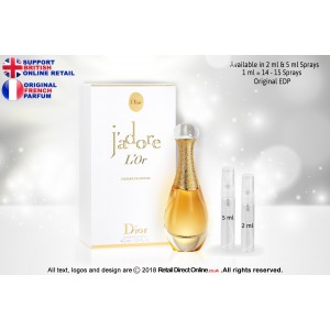 J'adore L'Or by Miss Dior ( Original) | Eau de Parfum | 2 ML | Atomiser Spray Sample Tester Glass Bottle | Perfume