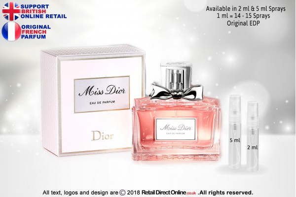 Miss Dior ( Pink) ( Original) | Eau de Parfum | 5 ML | Atomiser Spray Sample Tester Glass Bottle | Perfume