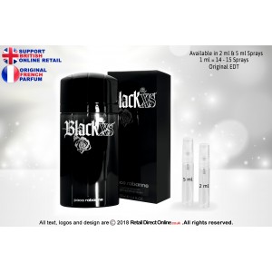 Paco Rabanne Black XS (Original) | Eau De Toilette | 5 ML | Atomiser Spray Sample Tester Glass Bottle | Perfume