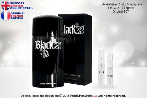 Paco Rabanne Black XS (Original) | Eau De Toilette | 5 ML | Atomiser Spray Sample Tester Glass Bottle | Perfume